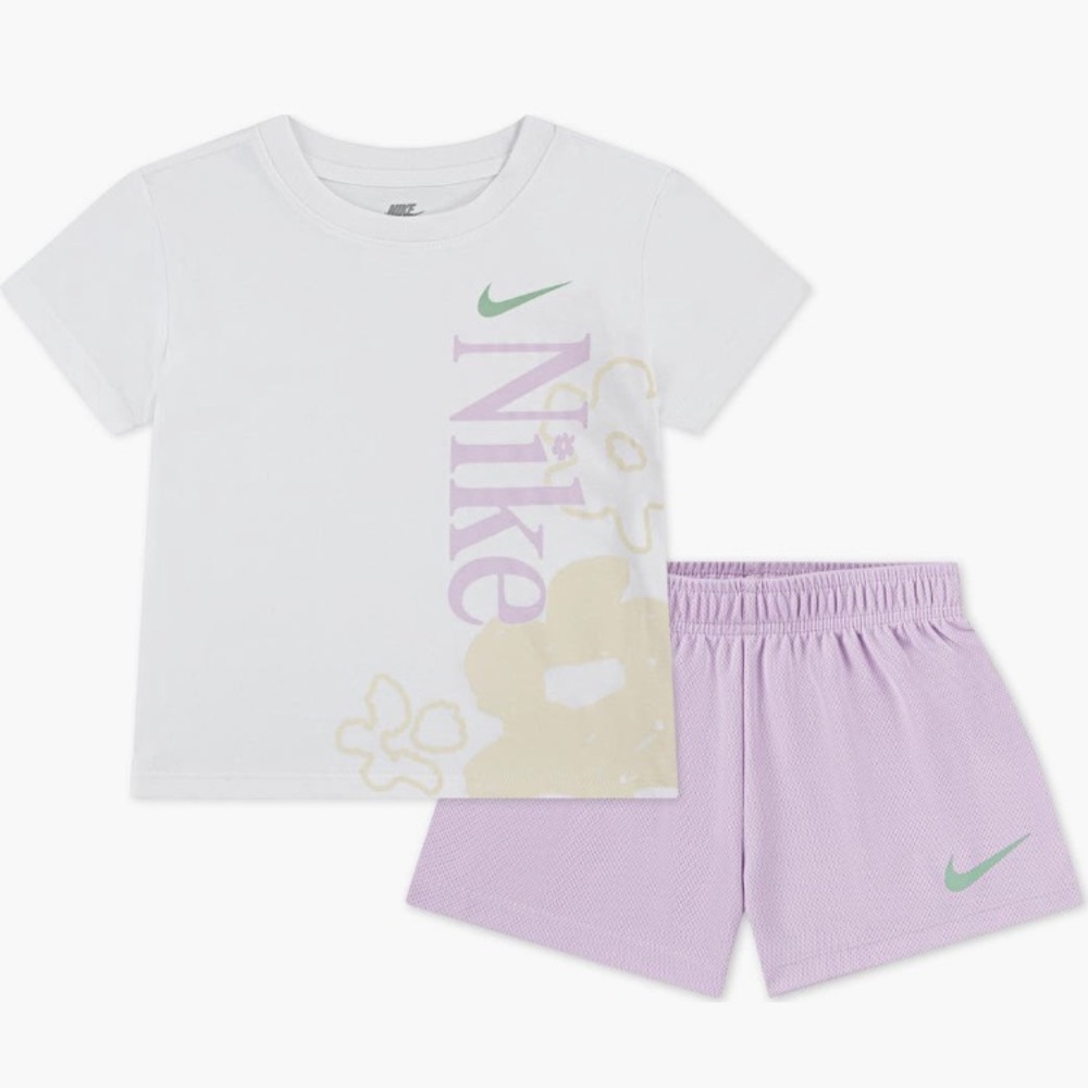 Nike Kids Wildflower T-shirt, and mesh Shorts Set
